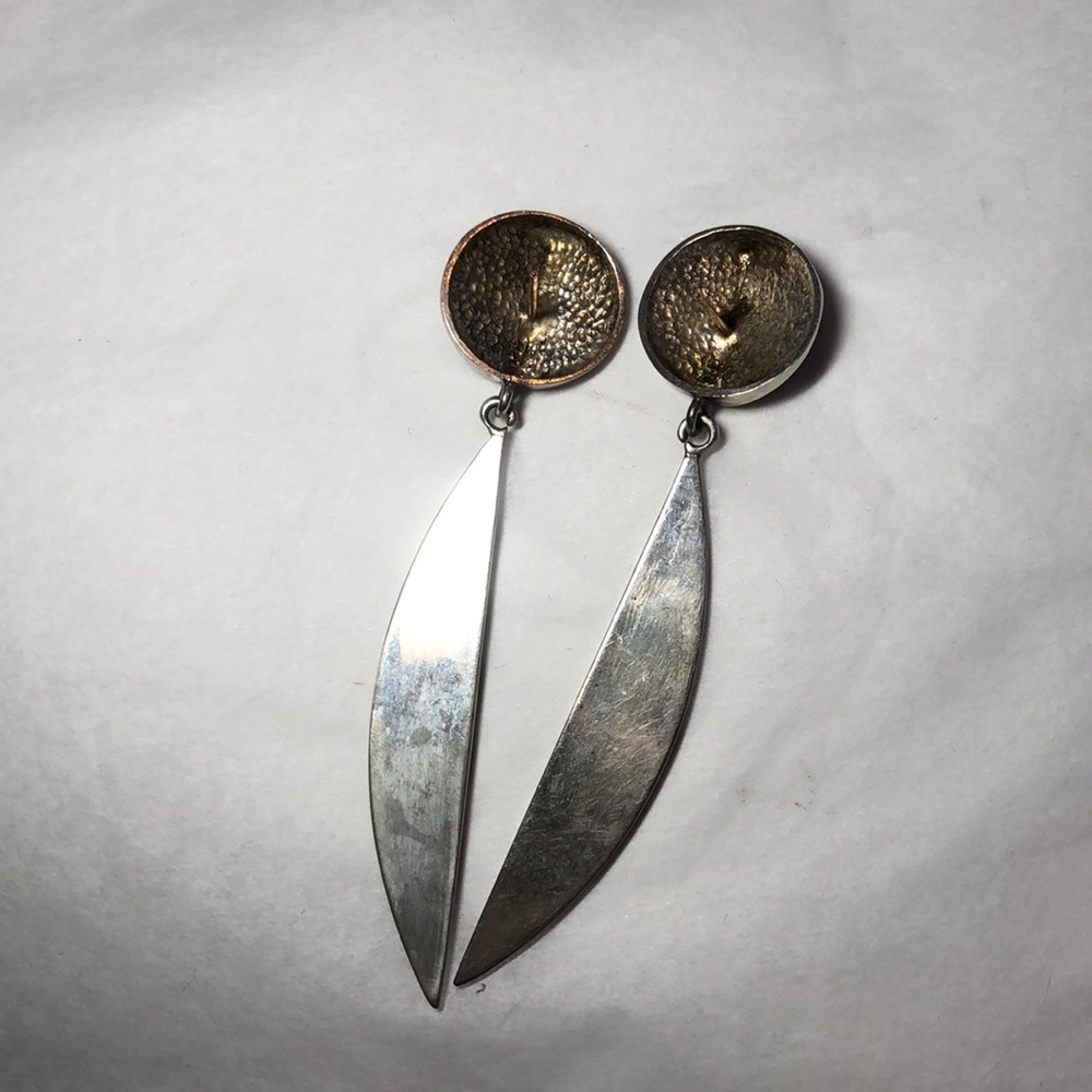 Black And Silver Geometric Statement Earrings - image 3